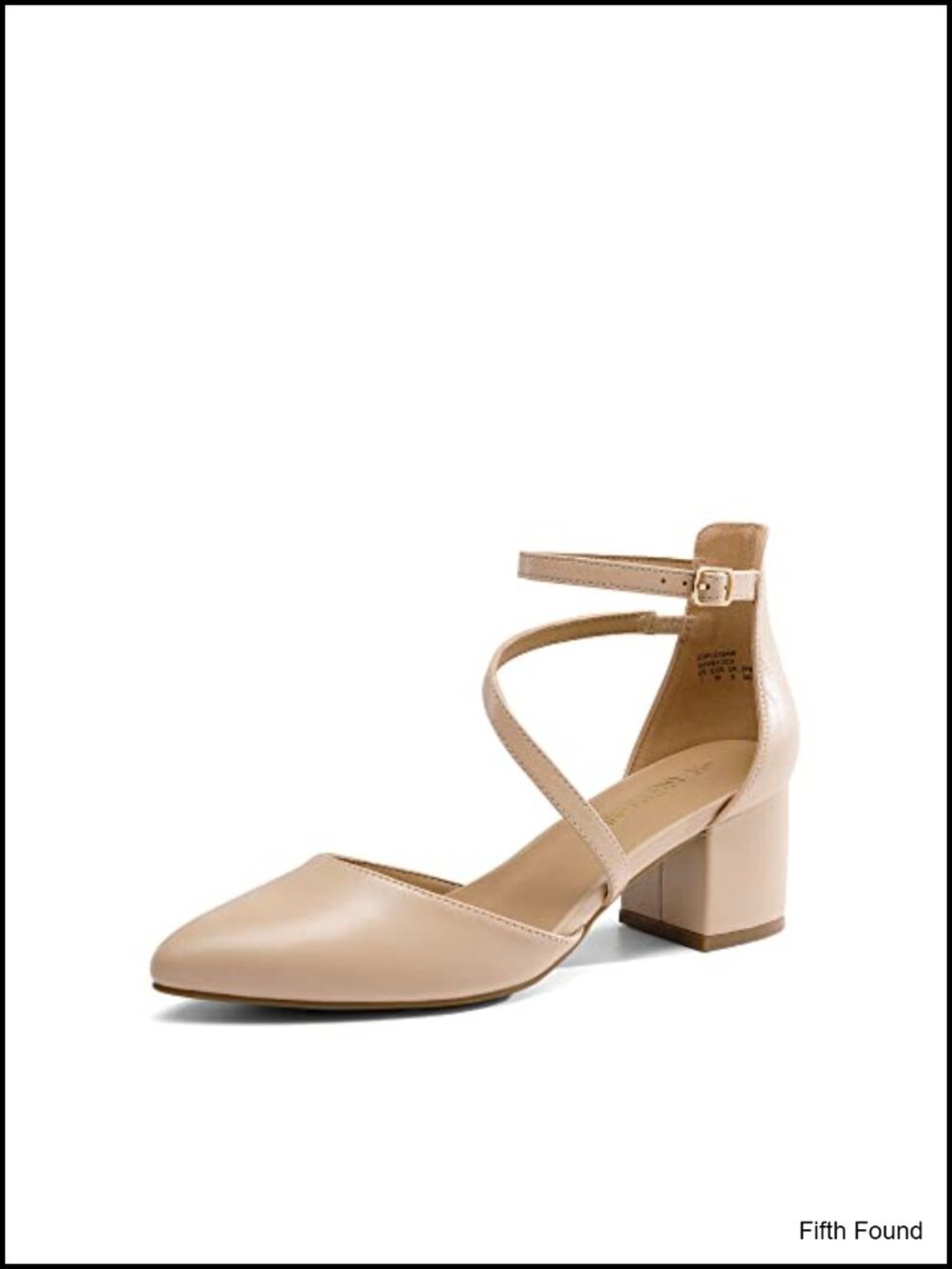 Faux Leather Pointed Toe Block Heel Pumps with Ankle Strap